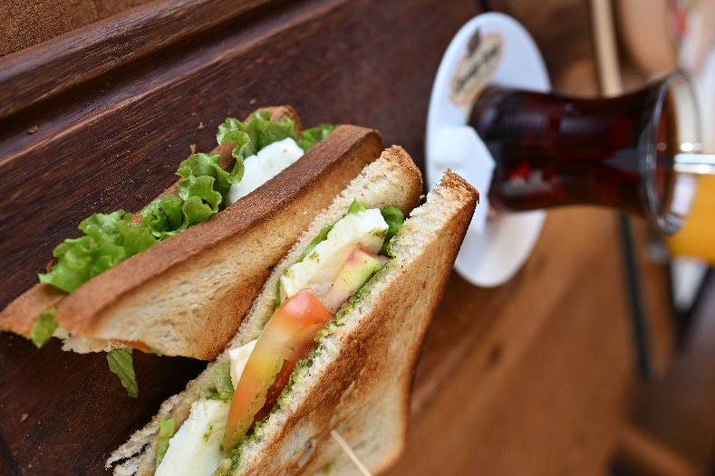 Club sandwich served with tea